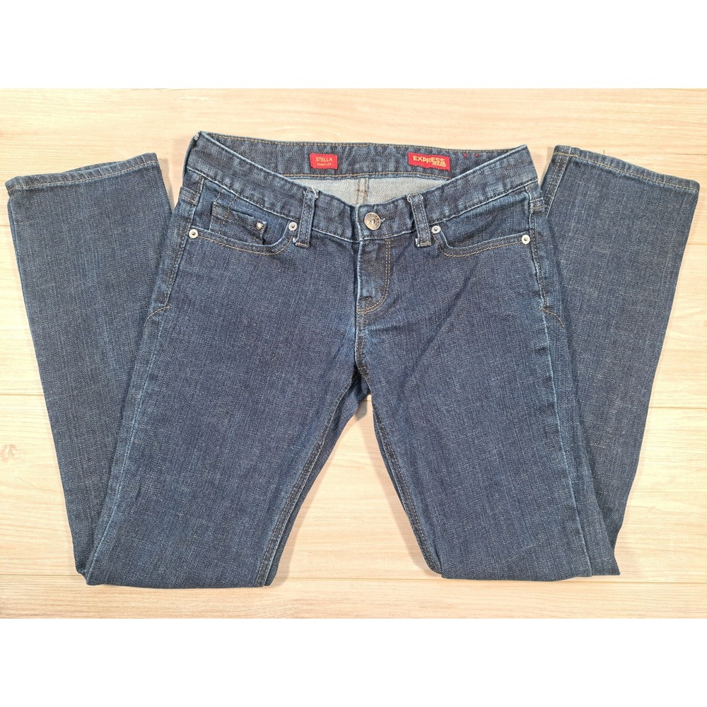 Express Stella Skinny Leg Jeans Dark Wash Low Rise Denim Size 2S